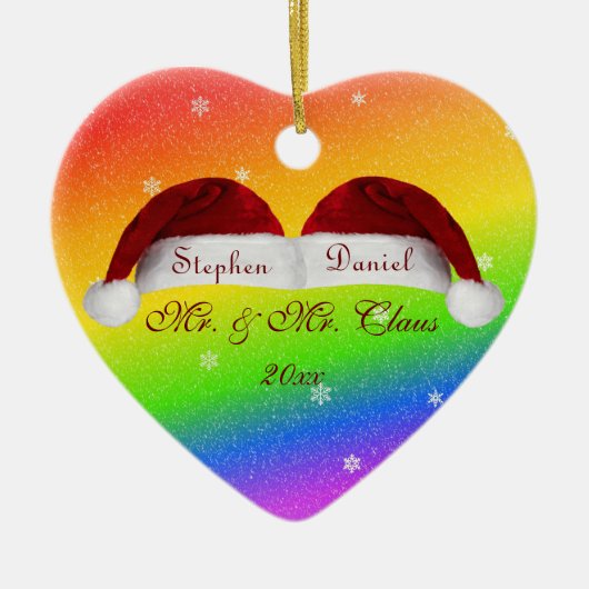 サンタの帽子および虹 セラミックオーナメント (正面)