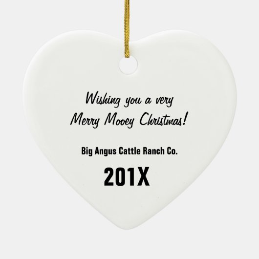 サンタの帽子および(雄ジカの)枝角のクリスマスの休日牛 セラミックオーナメント (裏面)