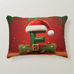 サンタの帽子がかぶった赤いクリスマスの文字E 🎁 アクセントクッション