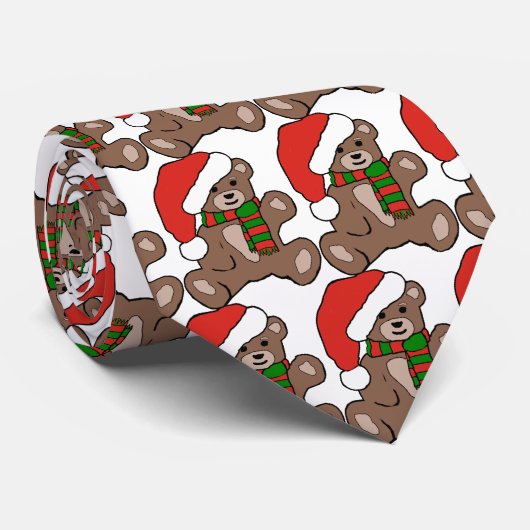 サンタの帽子が付いているクリスマスのテディ ネクタイ (ロール)