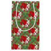 サンタの帽子が付いているクリスマスの足のプリント スモールペーパーバッグ (正面)