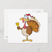 サンタの帽子が付いているトルコ シーズンポストカード (正面/裏面)