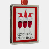 "サンタの帽子が付いているメリーな"赤ワインガラスはあろう メタルオーナメント (右)