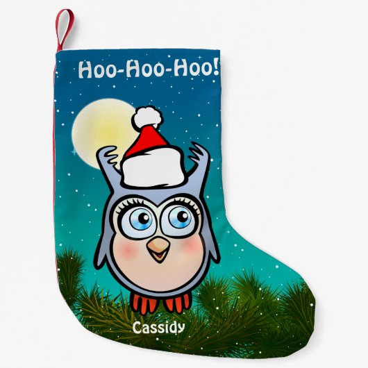 サンタの帽子とのおもしろいなベビーのやじり声 スモールクリスマスストッキング (正面)