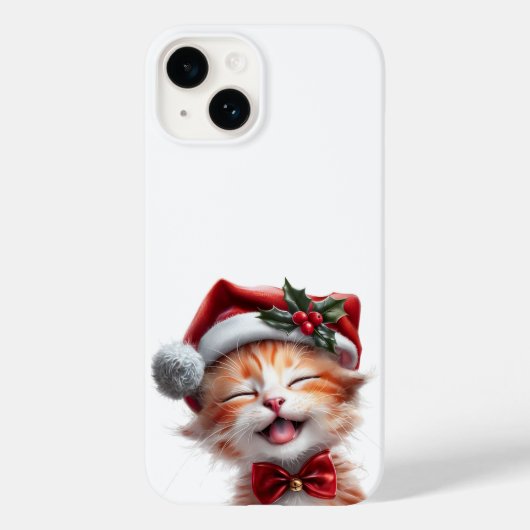 サンタの帽子と蝶ネクタイをつけたかわいいクリスマス猫 Case-Mate iPhoneケース (裏面)