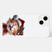 サンタの帽子と蝶ネクタイをつけたかわいいクリスマス猫 Case-Mate iPhoneケース (裏面 (横))