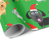 サンタの帽子のおもしろいそしてかわいい小犬 ラッピングペーパー (ロールコーナー)