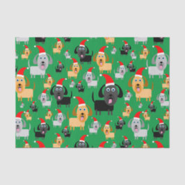 サンタの帽子のおもしろいそしてかわいい小犬 薄葉紙