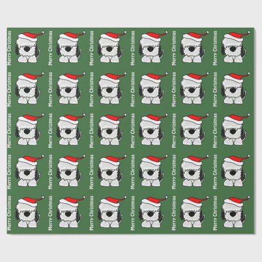 サンタの帽子のおもしろいで古い英国の牧羊犬 ラッピングペーパー (フラット)