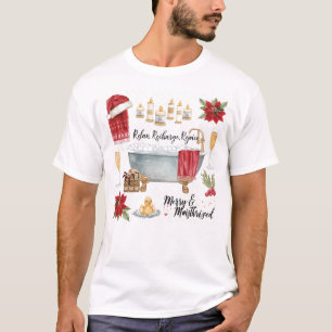 サンタの帽子のかぶったスパ・クリスマス Tシャツ