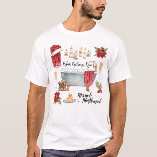サンタの帽子のかぶったスパ・クリスマス Tシャツ (正面)