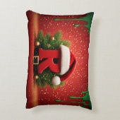 サンタの帽子のかわいいクリスマスモノグラムR アクセントクッション (裏面(縦))