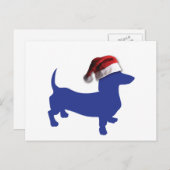 サンタの帽子のかわいいダックスフント シーズンポストカード (正面/裏面)