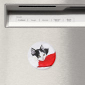 サンタの帽子のかわいい子ネコ マグネット (インサイチュ (食洗機))