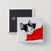 サンタの帽子のかわいい子ネコ 缶バッジ (正面&裏面)