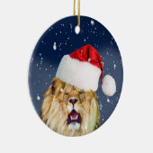 サンタの帽子のオーナメントのクリスマスのライオン セラミックオーナメント (右)