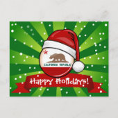 サンタの帽子のカリフォルニア旗 シーズンポストカード (正面)