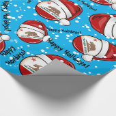 サンタの帽子のカリフォルニア旗 ラッピングペーパー (角)