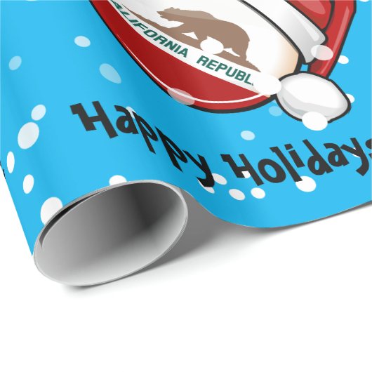 サンタの帽子のカリフォルニア旗 ラッピングペーパー (ロールコーナー)