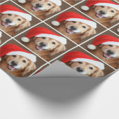 サンタの帽子のクリスマスのゴールデン・リトリーバー ラッピングペーパー (角)