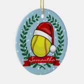サンタの帽子のクリスマスのスタイルのソフトボール セラミックオーナメント (右)