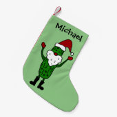サンタの帽子のクリスマスのストッキングのおもしろいなピクルス スモールクリスマスストッキング (正面 (吊り時))