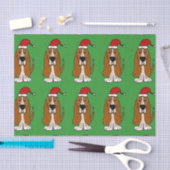 サンタの帽子のクリスマスのティッシュペーパーのバセットハウンド 薄葉紙 (クラフト)