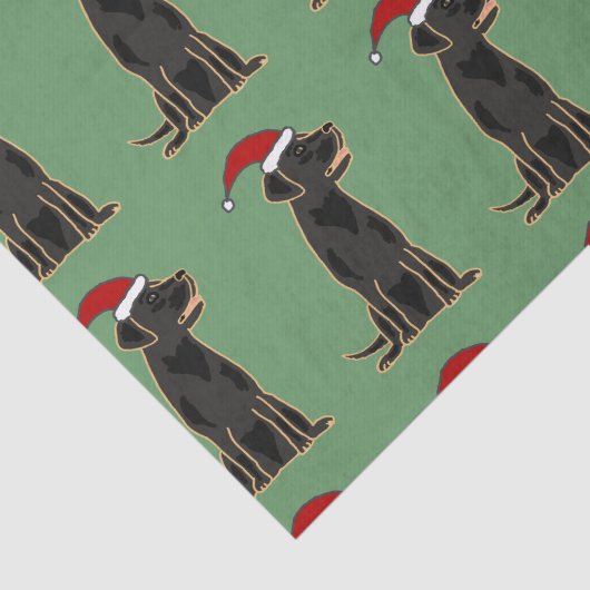 サンタの帽子のクリスマスのティッシュペーパーの黒いラブラドール 薄葉紙 (詳細)