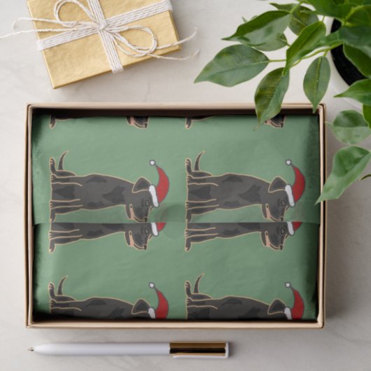 サンタの帽子のクリスマスのティッシュペーパーの黒いラブラドール 薄葉紙 (ギフト)