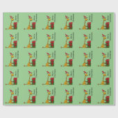 サンタの帽子のクリスマスのデザインのおもしろいなキリン ラッピングペーパー (フラット)