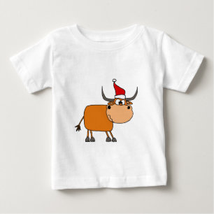 サンタの帽子のクリスマスのデザインのおもしろいなBull ベビーTシャツ