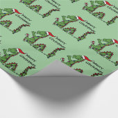 サンタの帽子のクリスマスのネス湖おもしろいなモンスター ラッピングペーパー (角)