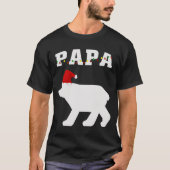 サンタの帽子のクリスマスのパジャマの一致を用いるパパくま Tシャツ (正面)