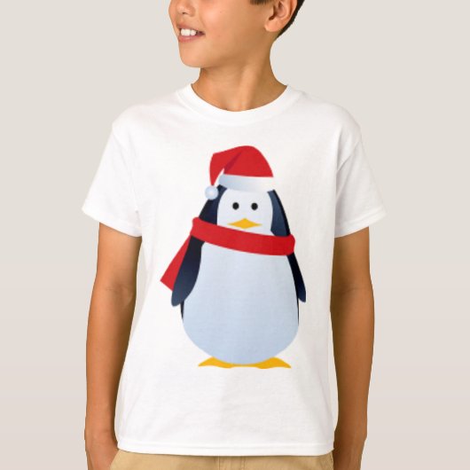 サンタの帽子のクリスマスのペンギン Tシャツ (正面)
