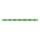 サンタの帽子のクリスマスのリボンのおもしろいなわに サテンリボン (正面)