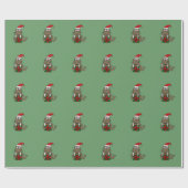 サンタの帽子のクリスマスの包装紙のセイウチ ラッピングペーパー (フラット)