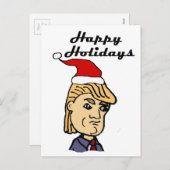 サンタの帽子のクリスマスの漫画のおもしろいなドナルド・トランプ シーズンポストカード (正面/裏面)
