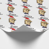 サンタの帽子のクリスマスの漫画のおもしろいなドナルド・トランプ ラッピングペーパー (角)