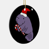 サンタの帽子のクリスマスの漫画のおもしろいなマナティー セラミックオーナメント (右)