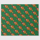 サンタの帽子のクリスマスの漫画のかわいいライオン ラッピングペーパー (フラット)