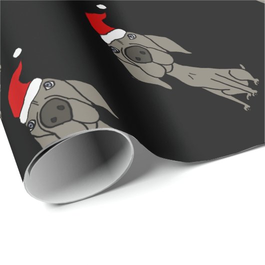 サンタの帽子のクリスマスの漫画のWeimaranerかわいい犬 ラッピングペーパー (ロールコーナー)