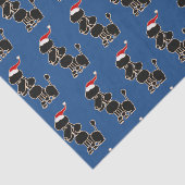 サンタの帽子のクリスマスの芸術のおもしろいで黒いプードル 薄葉紙 (詳細)