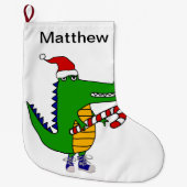 サンタの帽子のクリスマスの芸術のおもしろいなわに ラージクリスマスストッキング (正面)