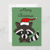 サンタの帽子のクリスマスの芸術のおもしろいなアライグマ シーズンポストカード (正面/裏面)