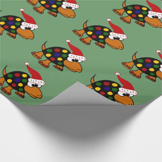 サンタの帽子のクリスマスの芸術のおもしろいなカメ ラッピングペーパー (角)