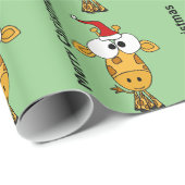 サンタの帽子のクリスマスの芸術のおもしろいなキリン ラッピングペーパー (ロールコーナー)