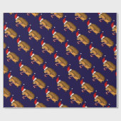 サンタの帽子のクリスマスの芸術のおもしろいなハリネズミ ラッピングペーパー (フラット)