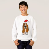 サンタの帽子のクリスマスの芸術のおもしろいなバセットハウンド (正面フル)