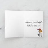 サンタの帽子のクリスマスの芸術のおもしろいなビーグル犬犬 シーズンカード (内部)