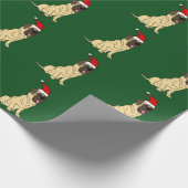 サンタの帽子のクリスマスの芸術のかわいい英国のマスティフ ラッピングペーパー (角)